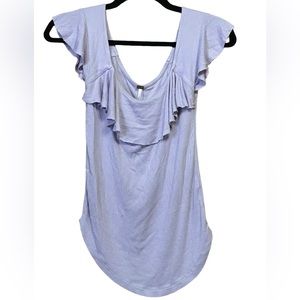 Free People Ruffled Off Shoulder Stretch Knit Top Light Purple Womens Small